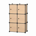 Modulares Aufbewahrungsregal mit 6 Fächern in Eichenoptik aus PP-Kunststoff und Stahl 70 x 35 x 105 cm