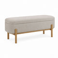 Bettbank mit gepolsterter Sitzfläche Beige Polyester und Eiche massiv 120 x 45 x 48 cm