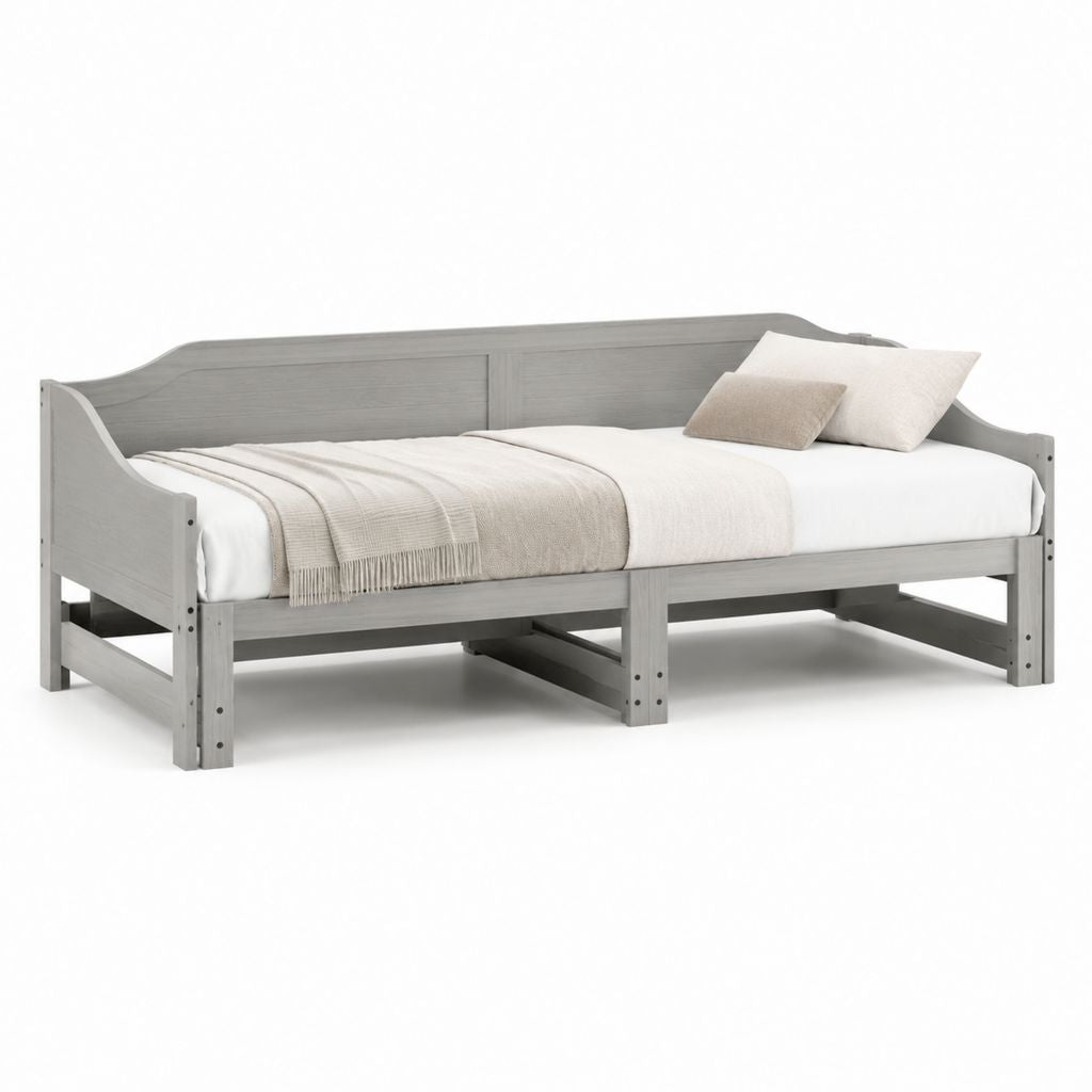 Tagesbett Bettgestell Grau Kiefer Massivholz Rechteckig 90 x 200 cm