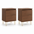 Nachttisch 2er-Set Nussbraun MDF mit Nussbaum-Dekor Rechteckig 45 x 35 x 60 cm