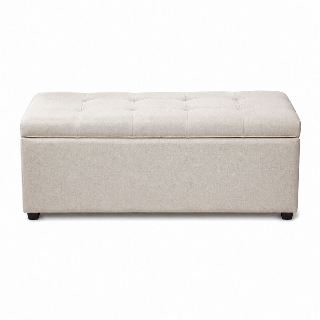 Schlafzimmerbank Polsterbank Beige Polyester Rechteckig 110 x 40 x 45 cm