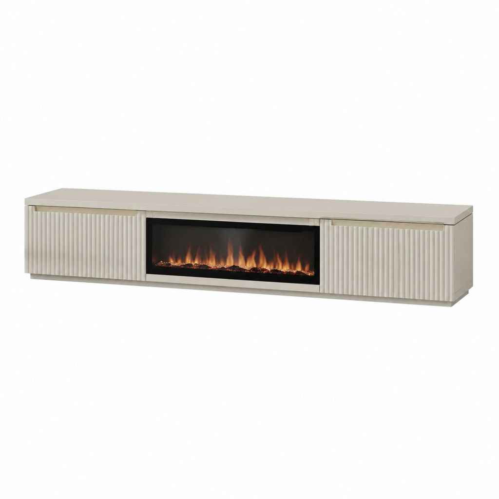TV-Lowboard mit elektrischem Kamin Creme MDF rechteckig 180 x 40 x 45 cm