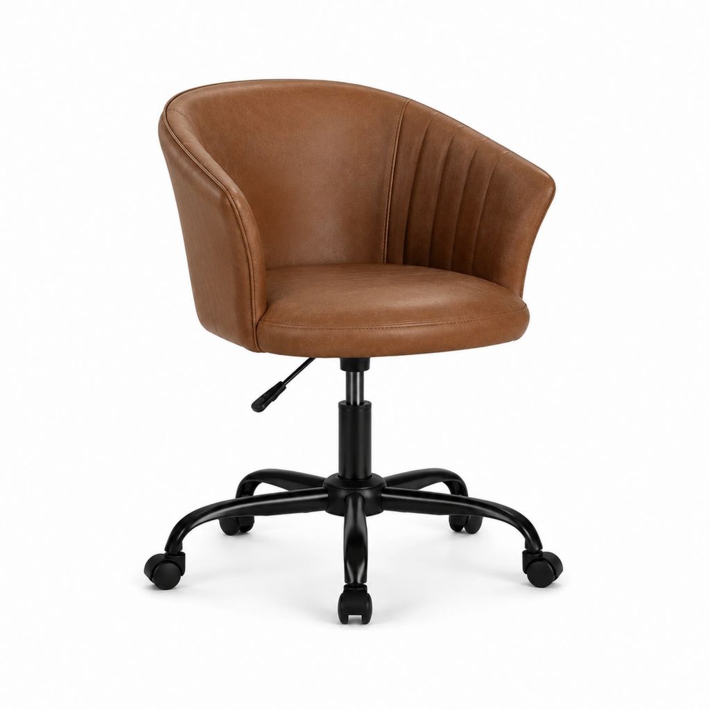 Bürodrehstuhl Braun mit PU-Bezug und Stahlgestell 60 x 60 x 82-92 cm