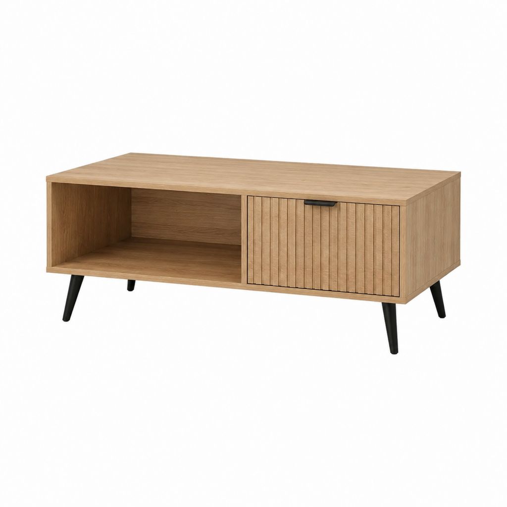 Couchtisch Eiche-Optik mit Stauraum und Schrankfach rechteckig 100 x 50 x 45 cm