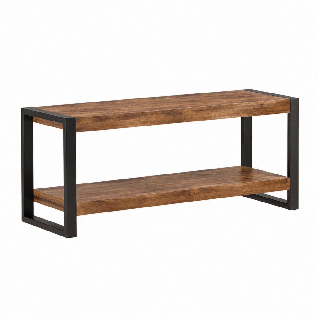 TV-Bank mit Ablage Braun Schwarz Spanplatte Stahl Rechteckig 120 x 40 x 50 cm