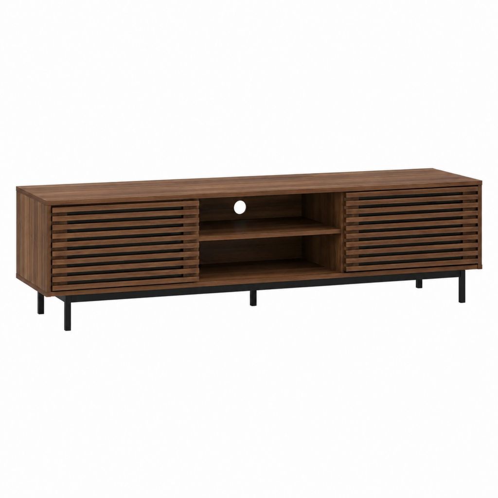 TV Lowboard Nussbaumoptik aus Holzwerkstoff und Stahl 180 x 40 x 60 cm