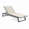 Verstellbare Gartenliege rechteckig Beige Anthrazit Aluminium Polyester-PVC 200 x 65 x 35 cm