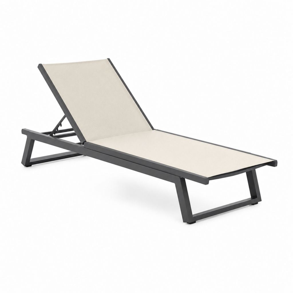 Verstellbare Gartenliege rechteckig Beige Anthrazit Aluminium Polyester-PVC 200 x 65 x 35 cm