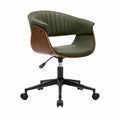 Drehbarer Bürostuhl Grün mit PU-Kunstleder und Walnussfurnier 63 x 63 x 83–93 cm