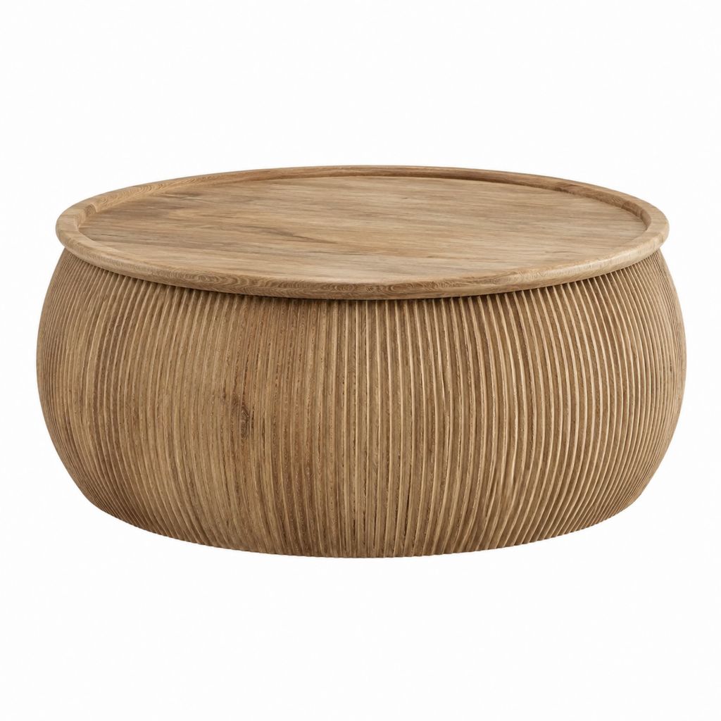 Couchtisch Natur Massivholz rund Ø 80 cm Höhe 35 cm
