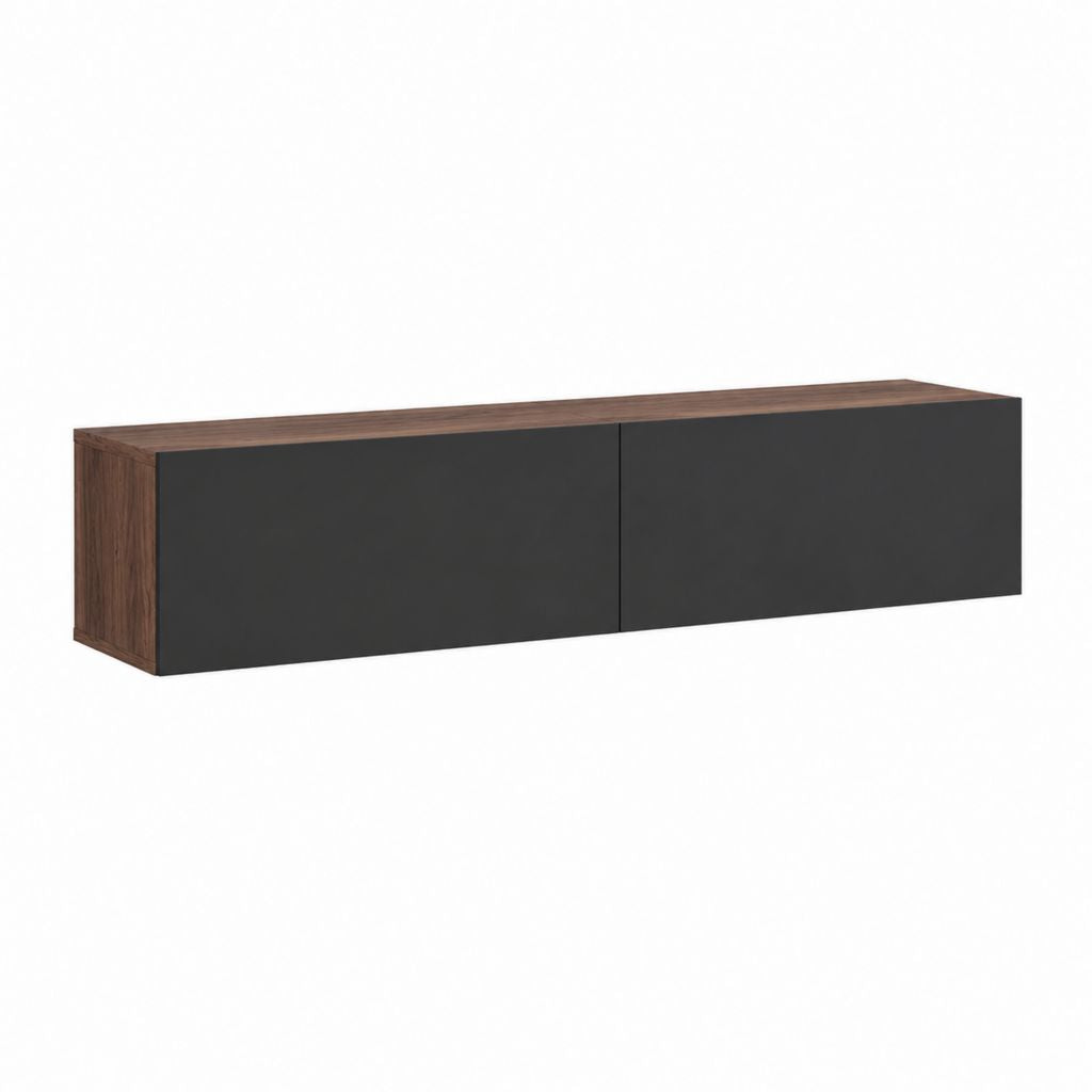 TV Lowboard Schwarz Walnussdekor Spanplatte Rechteckig 180 x 40 x 35 cm