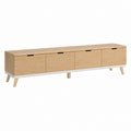 TV-Lowboard Eichefarben Weiß MDF Rechteckig mit 4 Türen 180 x 40 x 50 cm