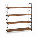 Standregal mit 4 Ablagen Braun Schwarz aus Mangoholz und Stahl 120 x 40 x 180 cm